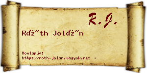 Róth Jolán névjegykártya